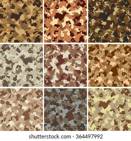 set of nine vector colorful military patterns. EPS