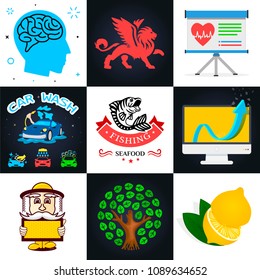 Set with nine vector logos