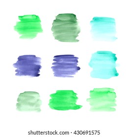 Set of nine vector watercolor backgrounds. Abstract watercolor backgrounds for design