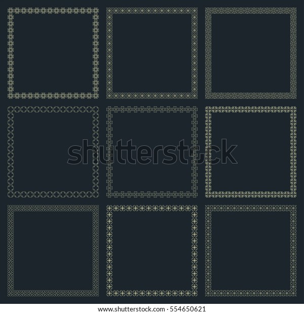 Set of nine\
vintage square frames. Vector\
image.