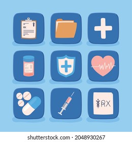 set of nine virtual health items