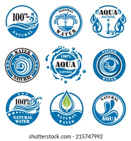 set of nine water labels