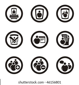 A set of nine web icons.