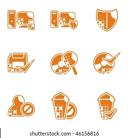 A set of nine web icons.