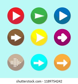 Set of nine white arrows to the right in colored background