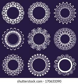 Set of nine white beautiful napkin lace designs
