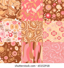 Set of nine wrap-paper seamless patterns