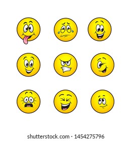 Set Nine Yellow Emoji Stock Vector (Royalty Free) 1454275796