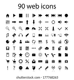 Set of ninety black web icons