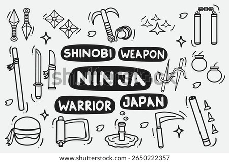 set of ninja doodle good for background, element design, wallpaper, etc