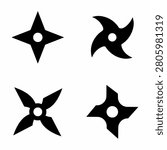 Set of ninja shuriken throwing star silhouette icons vector illustration