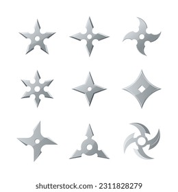 Set Ninja-Shuriken-Vektorgrafik einzeln auf weißem Hintergrund.