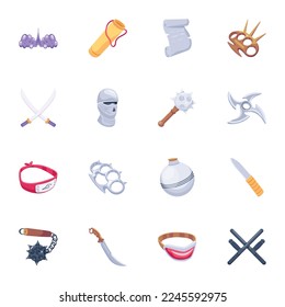 
Set von Ninja Tools Flache Symbole 

