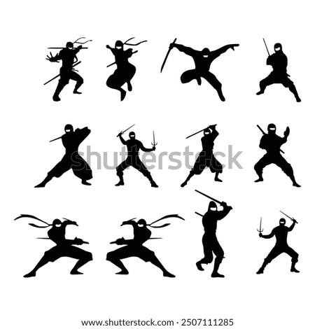 set of ninja vector illustration