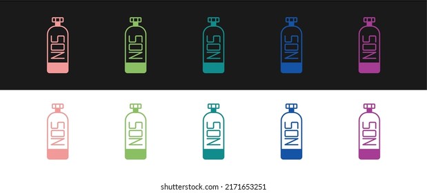 Set Nitrous oxide icon isolated on black and white background.  Vector