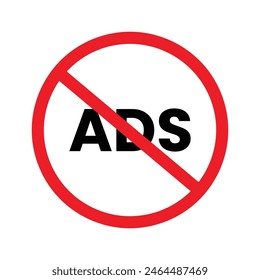 Set of No Ads icon. No Ads Sign Vector On White Background. Block ads icon collection. Vector Illustration.