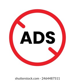 Set of No Ads icon. No Ads Sign Vector On White Background. Block ads icon collection. Vector Illustration.