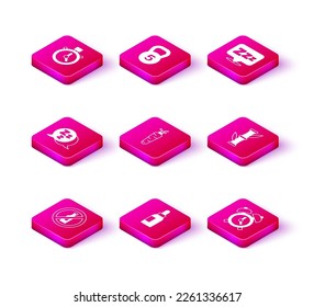 Set No alcohol, Essential oil bottle, Sleepy, Carrot, Alarm clock, Bamboo,  and Weight icon. Vector