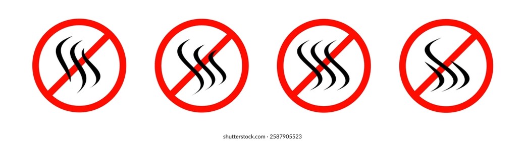 Set of no bad smell, odor, no smoking vector icon