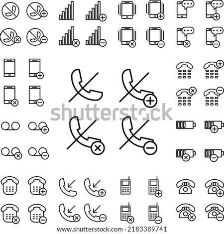 set of no call tube icon in a collection with other items