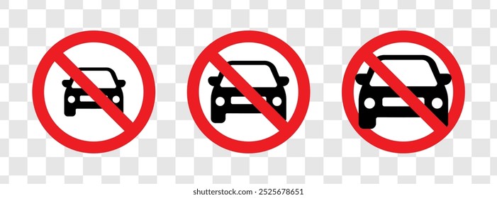 set of no car parking sign vector graphic design 