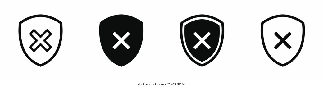 Setzen Sie kein Häkchen ein oder kreuzen Sie das Symbol in der Schild. Vektorclip-Kunstgrafik auf isoliertem Hintergrund