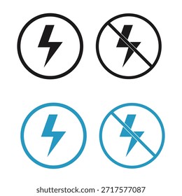 Set of no electricity signs in vector on white background