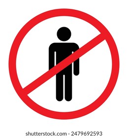 Set of No entry icon collection. Prohibition sign walking pedestrian. Vector Illustration.