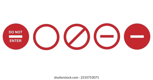 Set von "Keine Eintragssymbole". nicht eintreten. rot kein Eintrag Symbol Vektor auf weißem Hintergrund