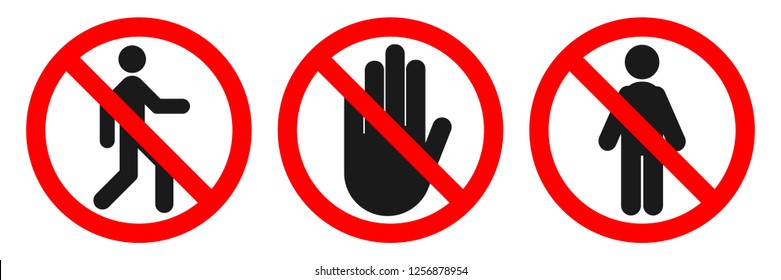 Set of NO ENTRY signs. Vector.
