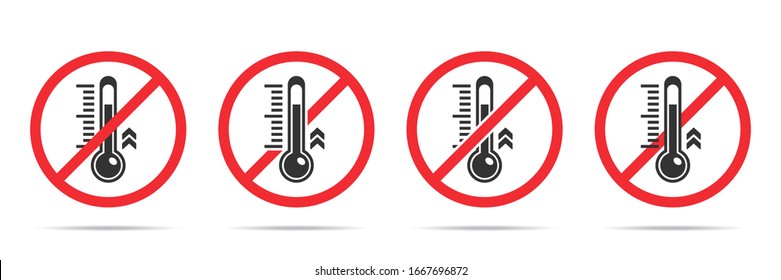 Set of no fever icons in four different versions in a flat design. Vector illustration