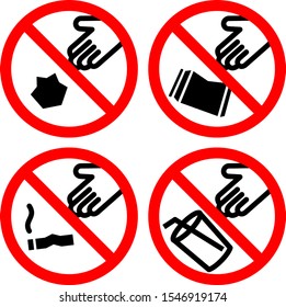 Set of no littering signs