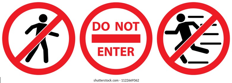 set no man walk and run sign ,do not enter isolated on white background,warning label vector eps 10.