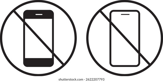 Set of No mobile  phone icon. no mobile phone allowed sign vectors. no smartphone. Prohibition warning sign. Vector symbol
