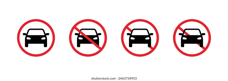 Satz von No Parking Icon Kollektion. Keine LKW-Icons. Autoverbotsschilder. Vektorillustration.