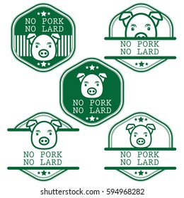 set of no pork no lard sticker icon, vector illustration