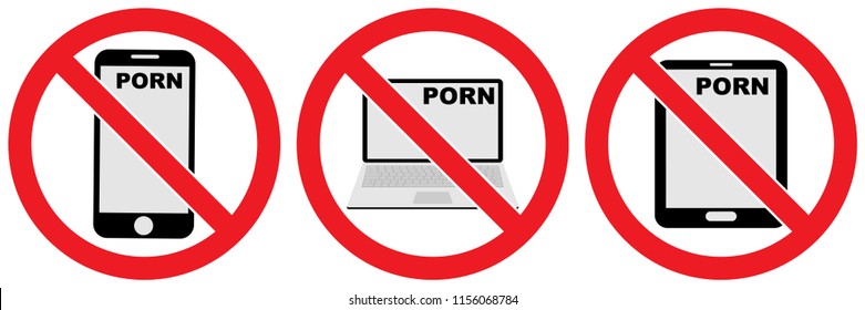set no porn to tablet, laptop. smartphone sign. isolated on white background. warning label vector eps 10.