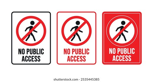 set of no public access area sign vector design isolated background