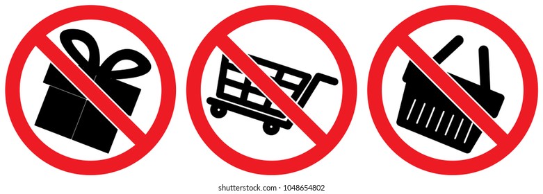 set no shopping online sign,shop,gift box,service isolated on white background,warning label vector eps 10.