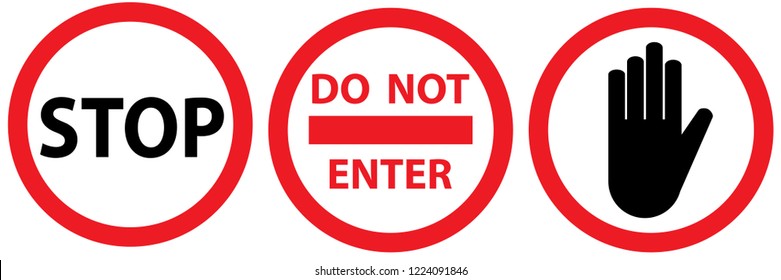 set no sign ,do not enter and stop signs isolated on white background,warning label vector eps 10.