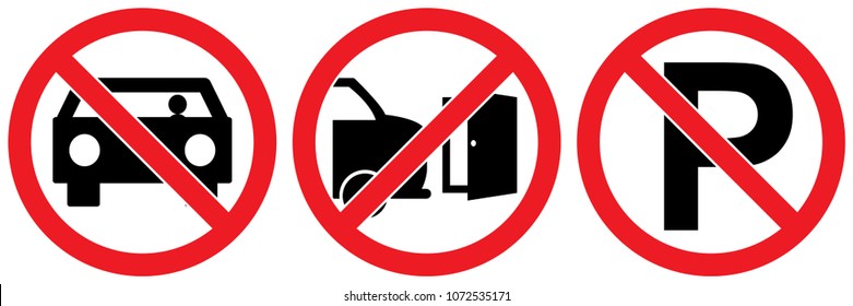 set no sign ,parking door or entrance , do not park isolated on white background,warning label vector eps 10.