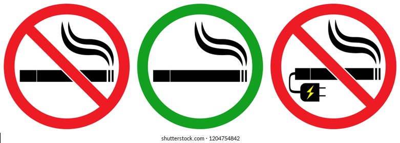 set no sign Smoking area,vaping isolated on white background,warning label vector eps 10.