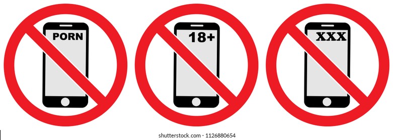 Xxx18porn - Set No Smart Phone Sign Xxx18porn Stock Vector (Royalty Free ...