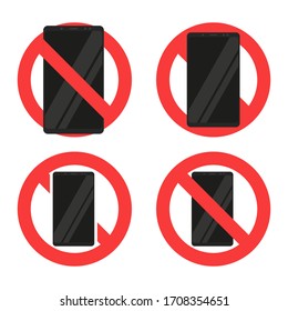 Set of No smartphone illustration icon. Vector in flat design	