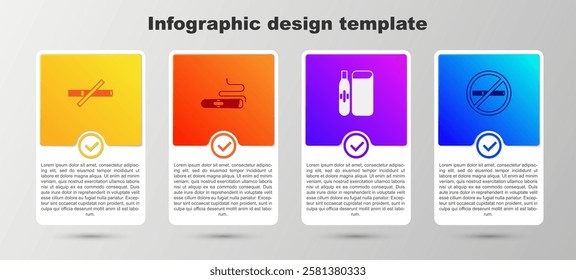 Set No smoking, Cigar, Electronic cigarette and . Business infographic template. Vector