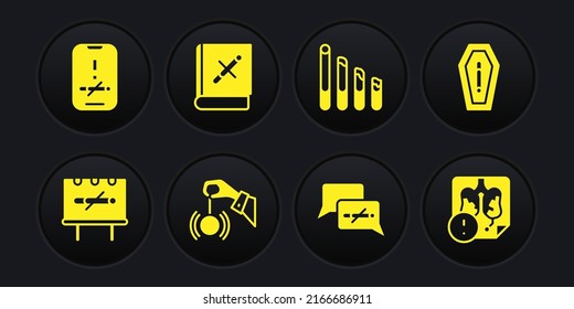Set No smoking, Death from, Hypnosis, Smoking cigarette, Book with stop, Disease lungs and icon. Vector