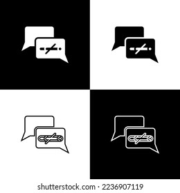 Set No smoking icon isolated on black and white background. Cigarette smoking prohibited sign.  Vector