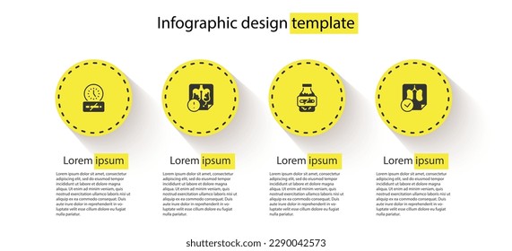 Set No smoking time, Disease lungs, Nicotine gum blister pack and Lungs x-ray diagnostics. Business infographic template. Vector