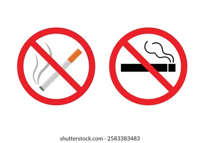 A set of "No Smoking" and "No Weed" signs in vector format. Ideal for public spaces, non-smoking areas, health campaigns, and safety regulations