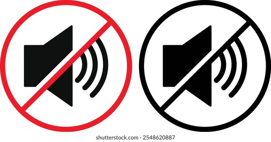 Set of no sound, No speaker icon. Sound Icons. speaker mute icon sign. Volume Off symbol. Silent mode icons
